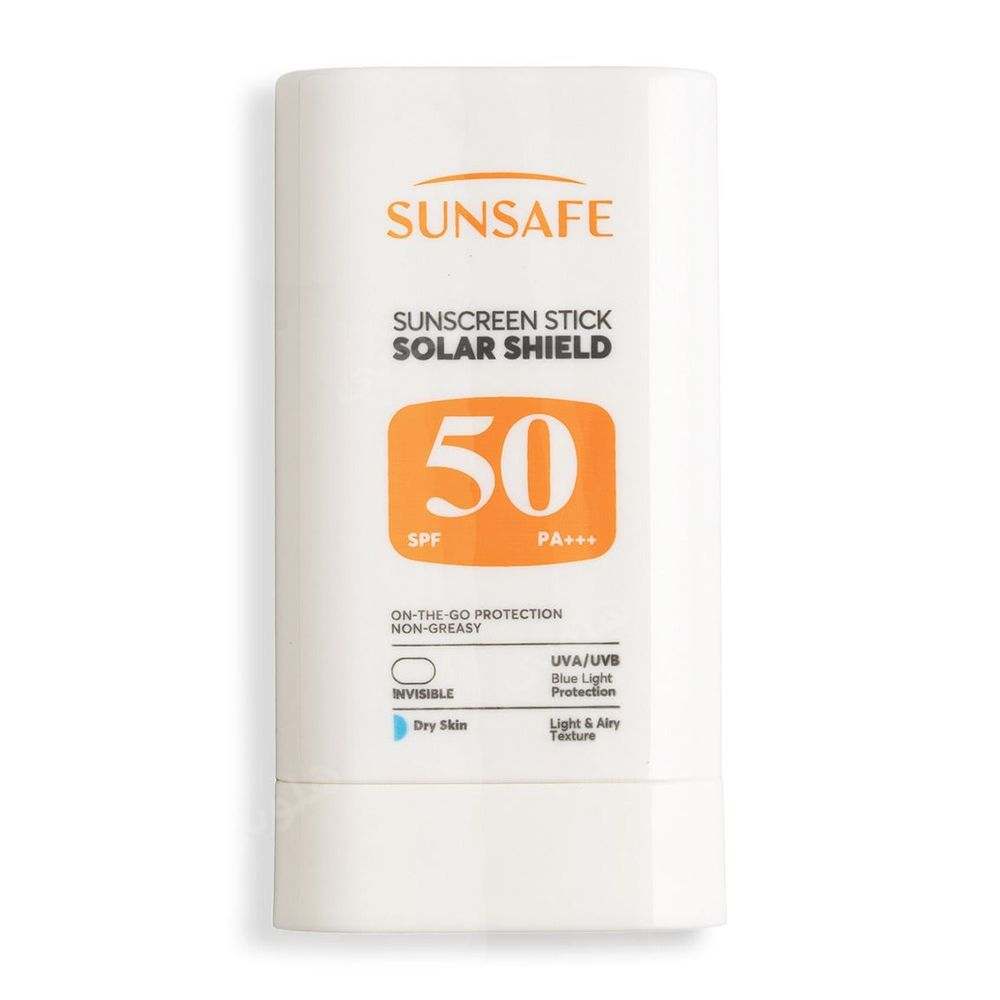 ضد آفتاب استیکی مدل Solar Shield با SPF 50 مناسب پوست های خشک وزن 20 گرم سان سیف