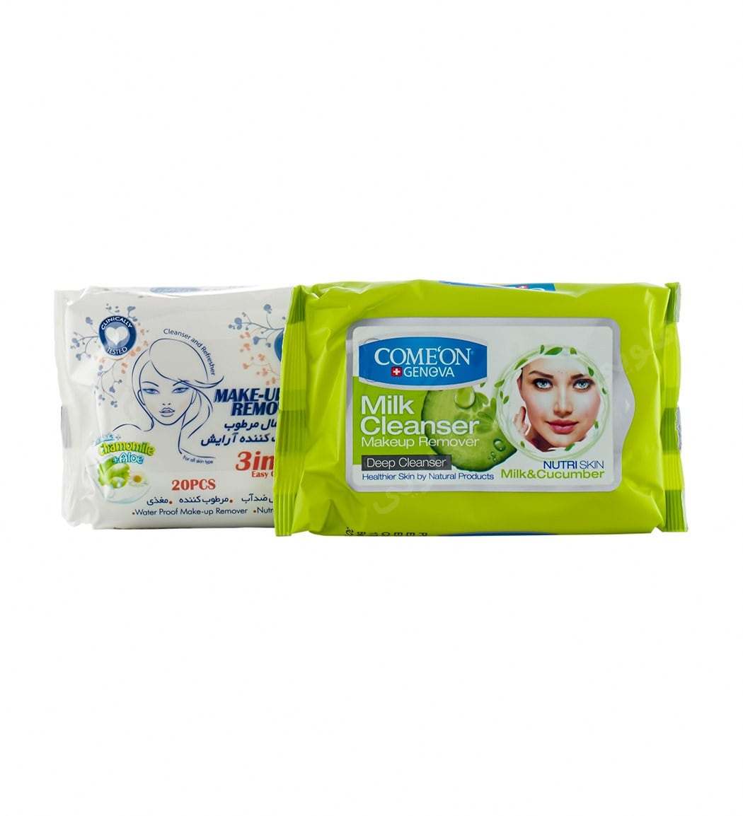 پک دستمال مرطوب لیمو و خیار دافی به همراه دستمال مرطوب و شیر پاک کن