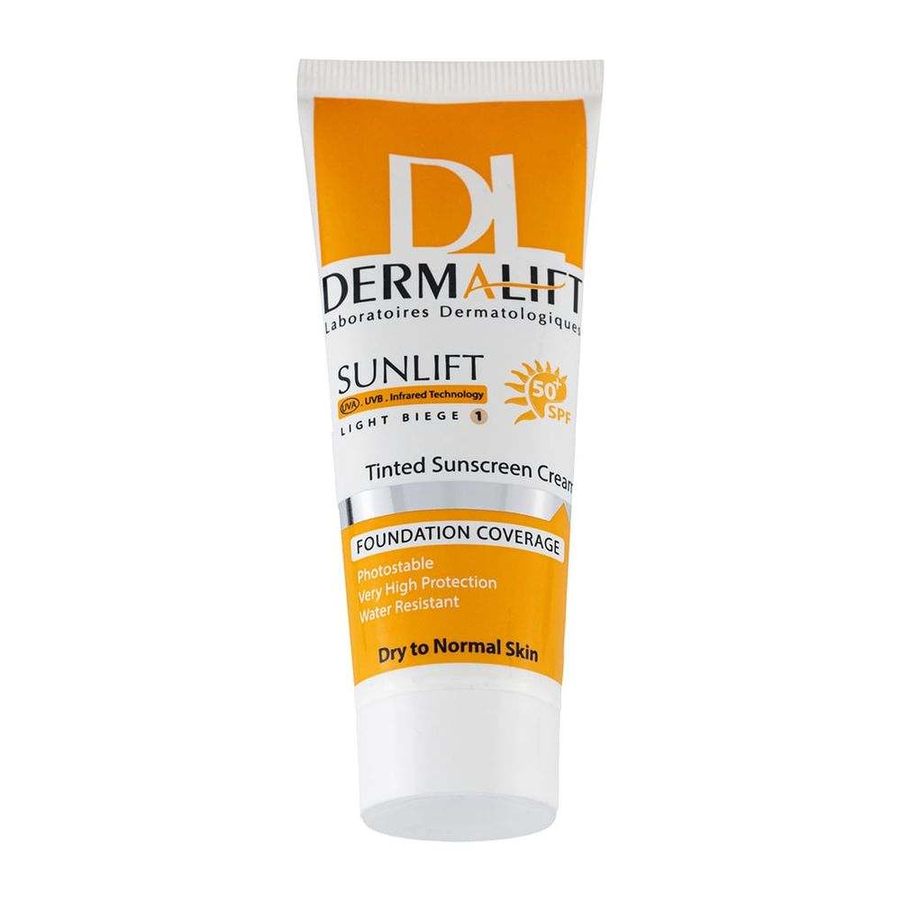 کرم ضد آفتاب رنگی شماره مناسب پوست خشک spf50 حجم 40میل درمالیفت