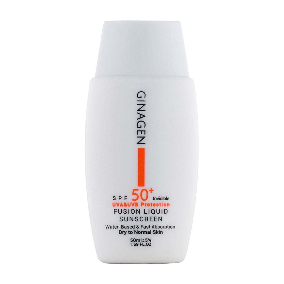 کرم ضد آفتاب بی رنگ مدل Fusion Liquid مناسب پوست خشک و نرمال 50 میلی لیتر ژیناژن