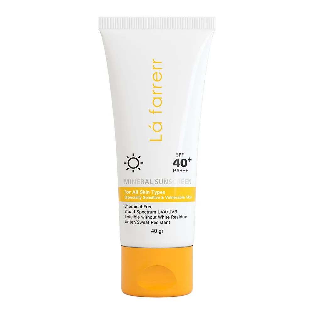ضد آفتاب مینرال بی رنگ SPF40 مناسب انواع پوست لافارر