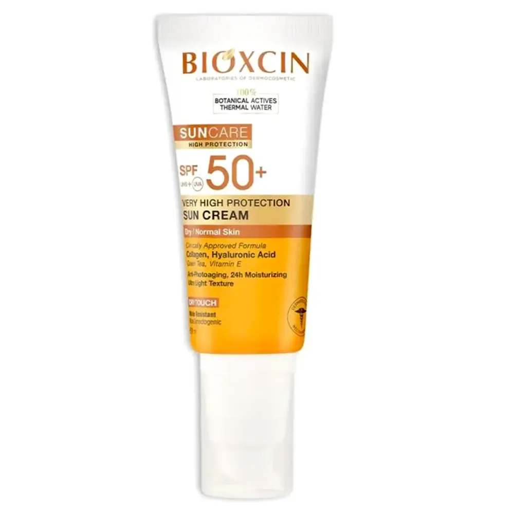 ضدآفتاب بی‌رنگ بیوکسین SPF50 مدل Dry Skin حجم ۵۰ میل