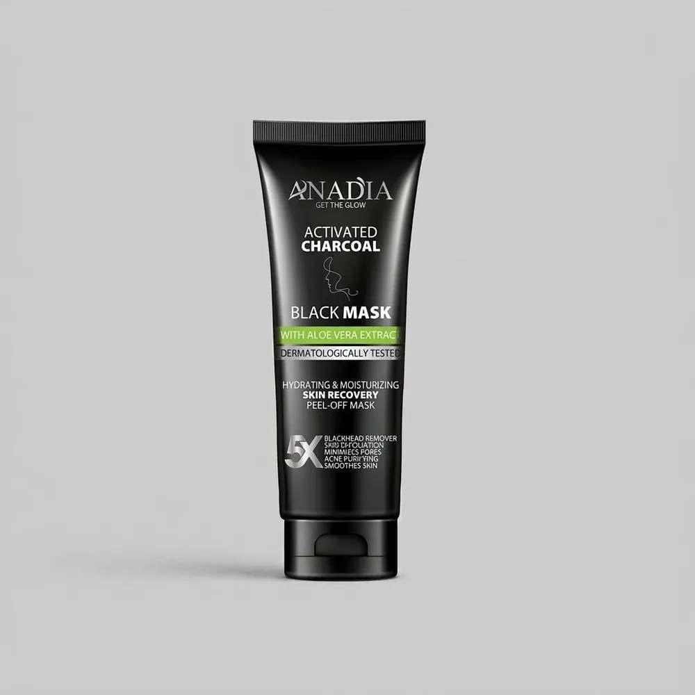 ماسک صورت زغال فعال انادیا مدل بلک حجم 100 میلی‌لیتر، لایه‌بردار، مرطوب‌کننده، ترمیم‌کننده، آبرسان، مناسب انواع پوست