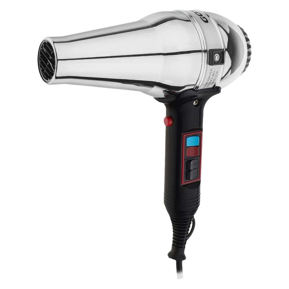 سشوار حرفه‌ای 1600 وات گوسونیک مدل GHD-224، موتور AC، وزن 900 گرم، دارای سری متمرکز‌کننده باریک با ویژگی صاف‌کنندگی