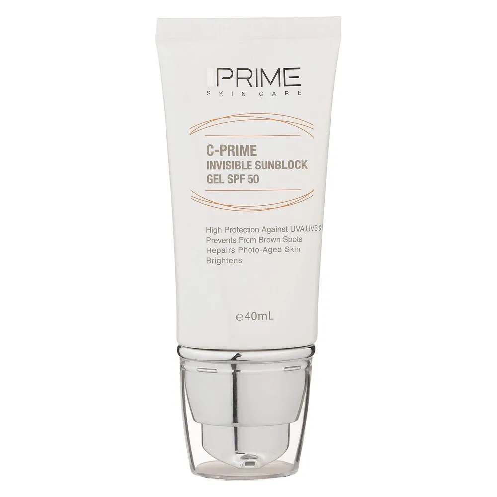 ژل ضدآفتاب بی‌رنگ پرایم SPF50 مدل C-Prime مناسب برای انواع پوست، حجم 40 میلی‌لیتر