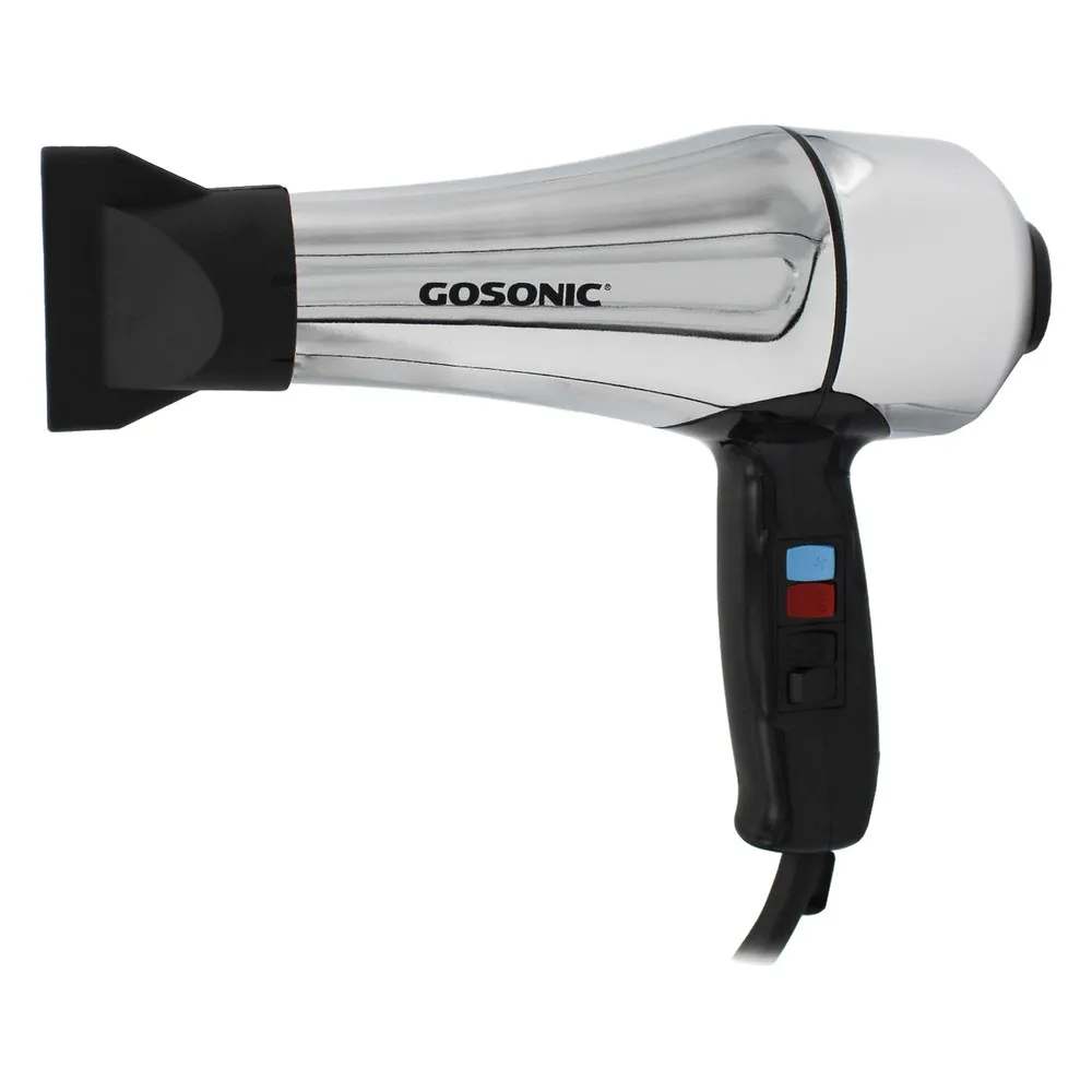 سشوار حرفه‌ای 1800 وات گوسونیک مدل GHD-229، موتور AC، وزن 892 گرم، دارای سری متمرکز‌کننده پهن با ویژگی حجم‌دهندگی، با قابلیت فناوری تولید یون، باد سرد