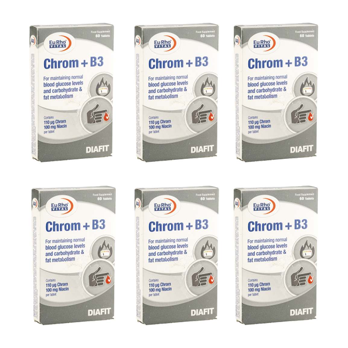 پک 6 عددی قرص Chrom + B3 بسته 60 عددی