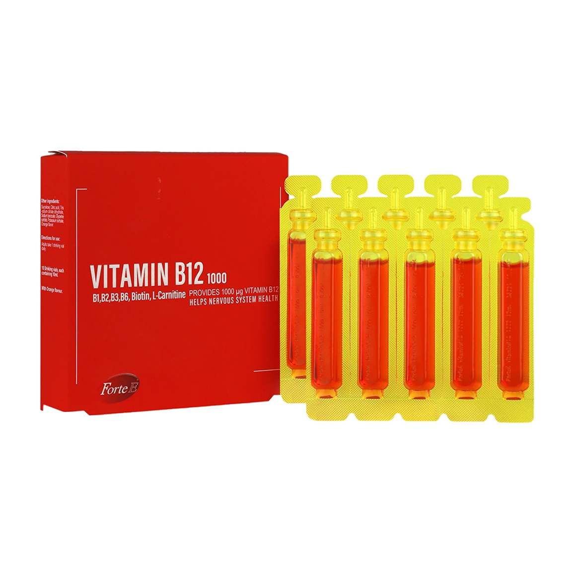 ویال خوراکی ویتامین ب 12 1000 میکروگرم با طعم پرتقال بسته 10 عددی