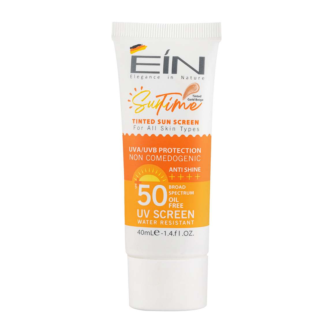 کرم ضد آفتاب بژ طلایی با SPF50 مناسب انواع پوست حجم 40 میلیلیتر