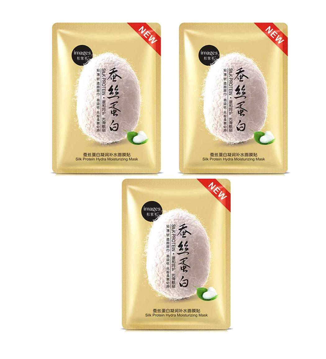 ماسک صورت مدل ابریشم طلایی مجموعه 3 عددی