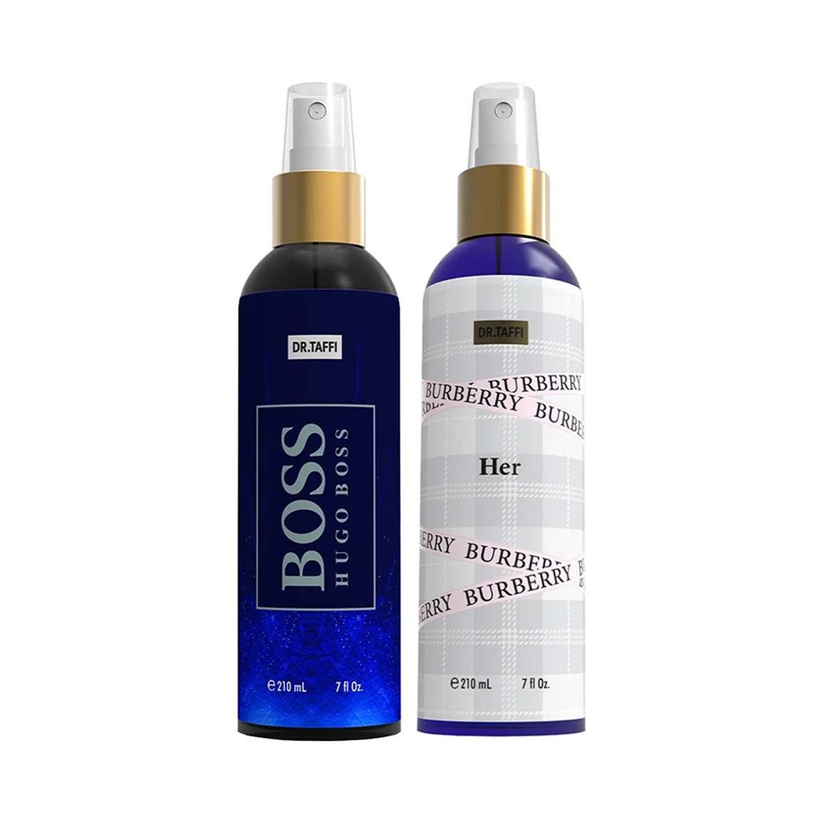 پک 2 عددی بادی اسپلش مردانه مدل Hugo Boss و بادی اسپلش زنانه مدل Burburry حجم 210 میلی لیتر