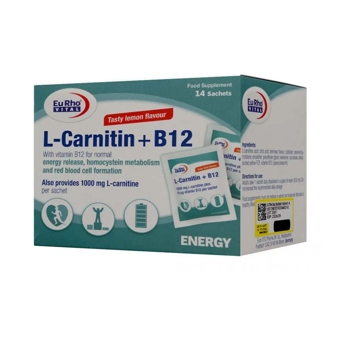 ساشه ال کارنیتین و ب12 بسته 14 عددی