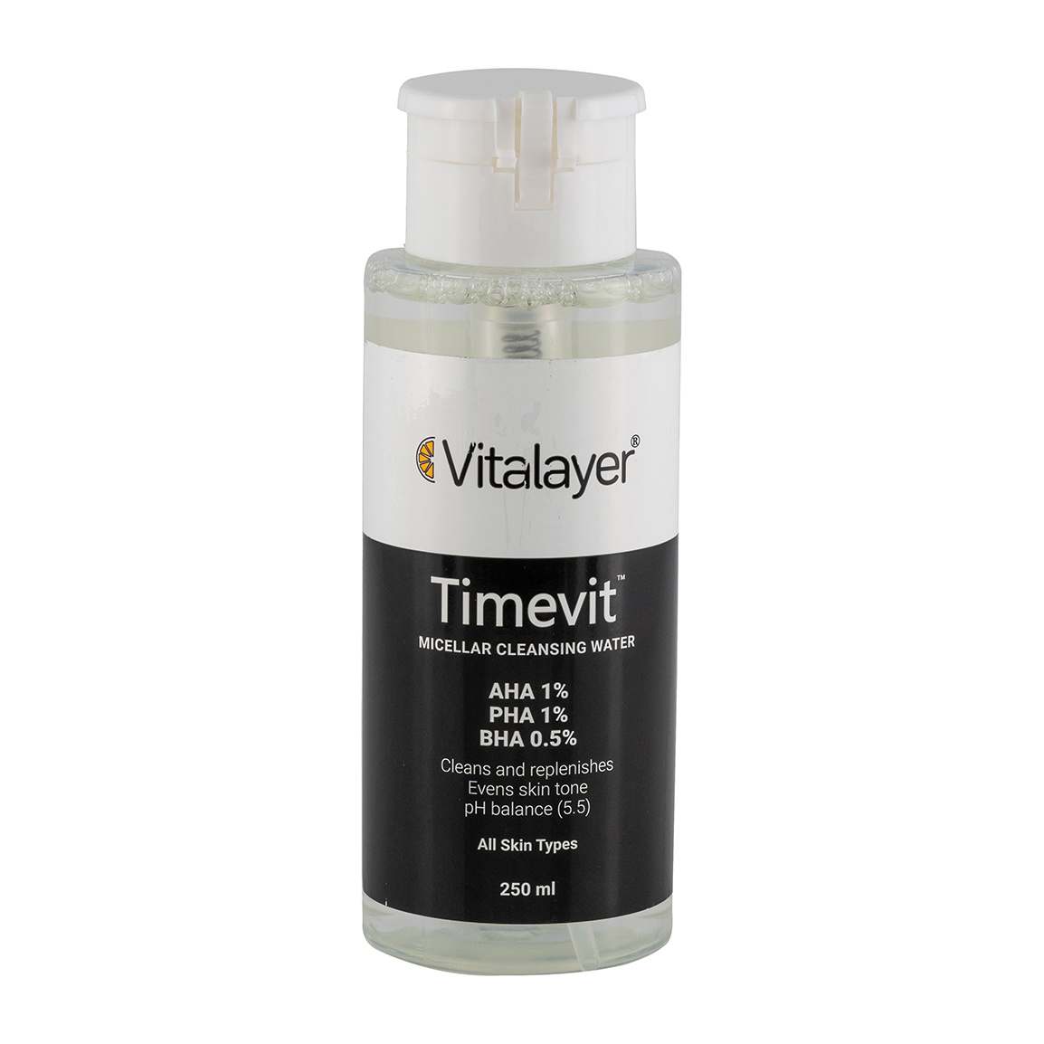 میسلارواتر مدل Timevit مناسب انواع پوست حجم 250 میلی لیتر