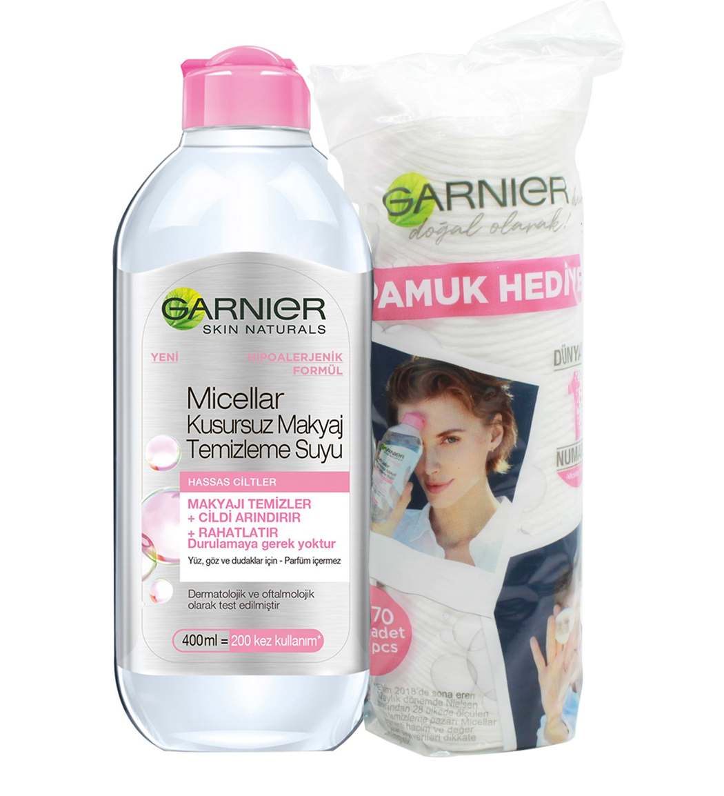 محلول میسلار و پاک کننده آرایش مخصوص پوست های خشک و حساس حجم 400 میل + بسته پد 70 عددی
