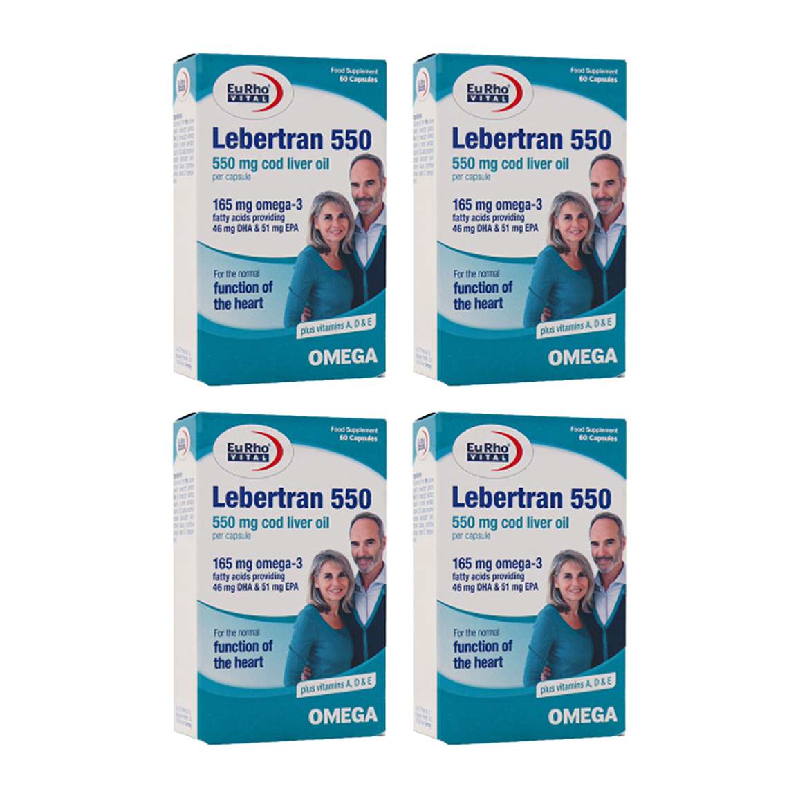پک 4 عددی کپسول امگا 3 مدل Lebertran 550 بسته 60 عددی