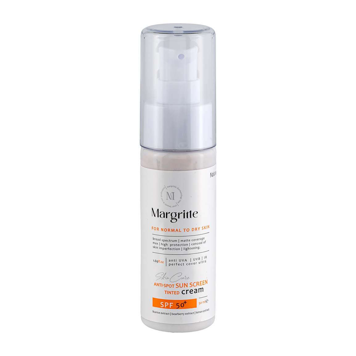 کرم ضد آفتاب رنگی با SPF50 مناسب پوست نرمال تا خشک حجم 50 میلی لیتر