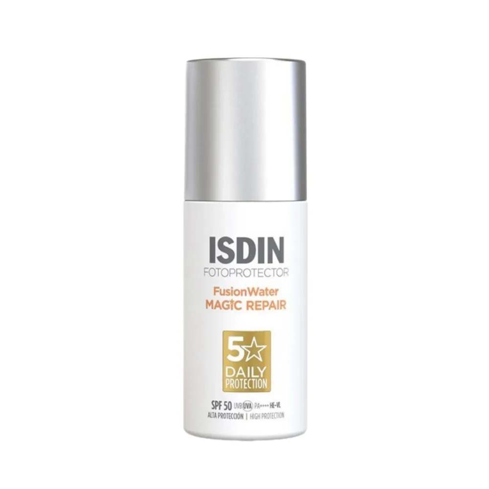 فلوئید ضد آفتاب بی‌رنگ صورت ایزدین SPF 50 مدل Magic Repair محافظ Uva،Uvb مناسب برای انواع پوست حجم 50 میلی‌لیتر