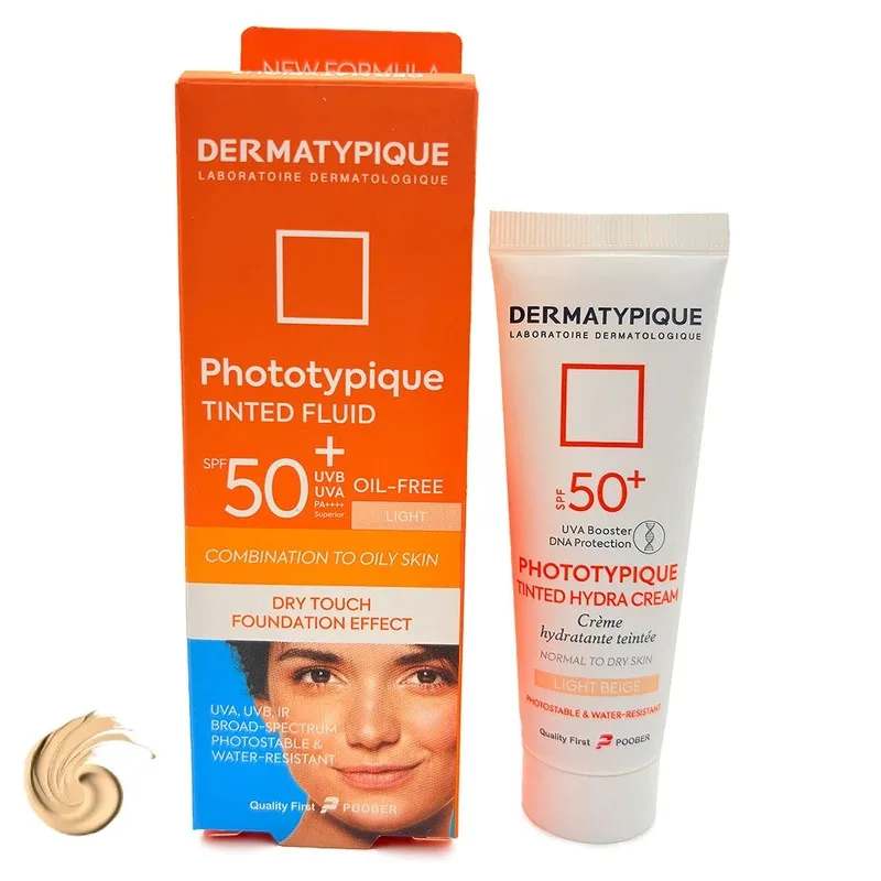 کرم ضد آفتاب رنگی درماتیپیک SPF 50 مدل Phototypique ‌محافظ UVA ،UVB مناسب برای پوست‌ چرب و مختلط حجم 50 میلی‌لیتر