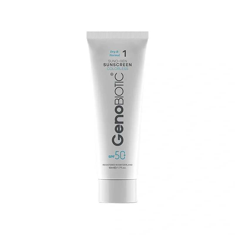 کرم ضد آفتاب بی‌رنگ دست و صورت ژنوبایوتیک SPF 50 مدل SUNO-GEN-D محافظ UVA ،UVB، ‌مناسب برای پوست های خشک و معمولی حجم 50 میلی‌لیتر ژنو بایوتیک