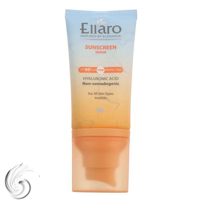 کرم ضد آفتاب بی‌رنگ صورت الارو SPF 50 مدل Hyaluronic acid ‌محافظ در برابر اشعه UVA و UVB مناسب برای انواع پوست حجم 40 میلی‌لیتر