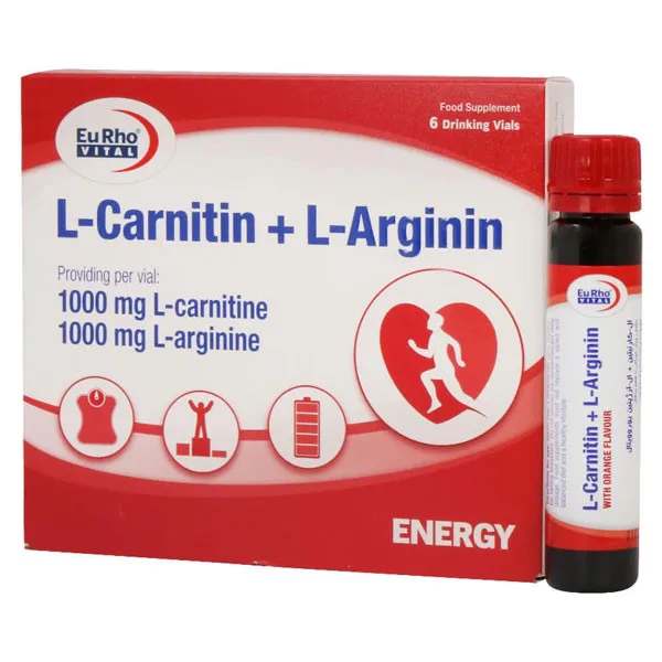 ویال ال کارنیتین پلاس ال آرژینین یوروویتال 6 عددی (کمک به متابولیسم چربی)