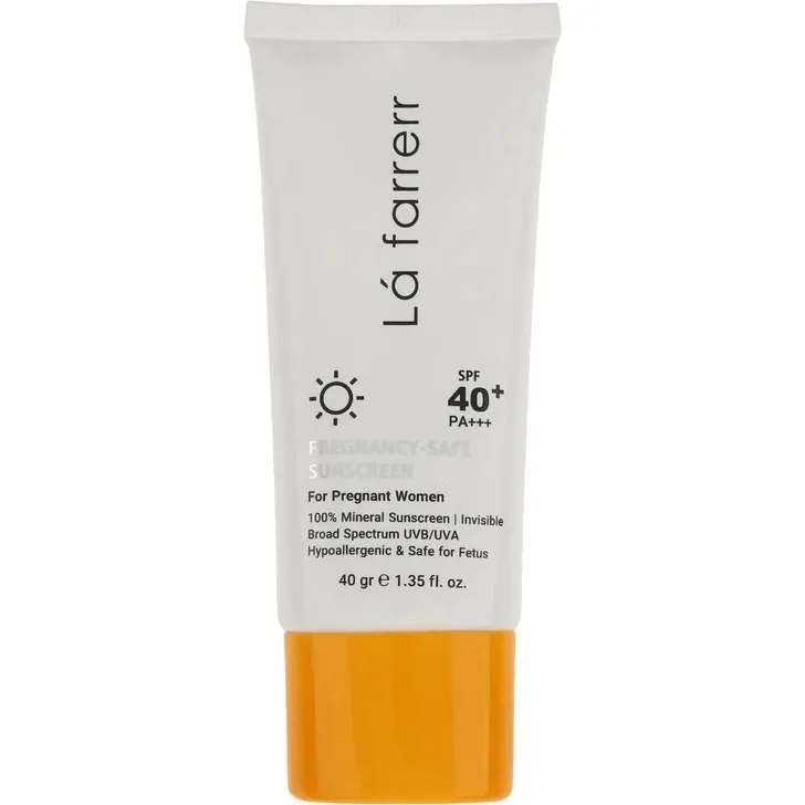 کرم ضد آفتاب بدون رنگ لافارر با SPF 40 مدل PREGNANCY SAFE مناسب پوست بانوان باردار وزن 40 گرم