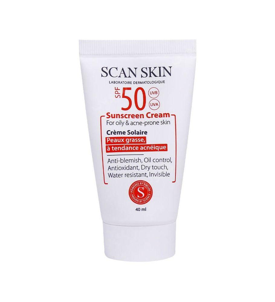 کرم ضد آفتاب مخصوص پوست چرب دارای Spf50 حجم 40 میل اسکن اسکین — تصویر ۱