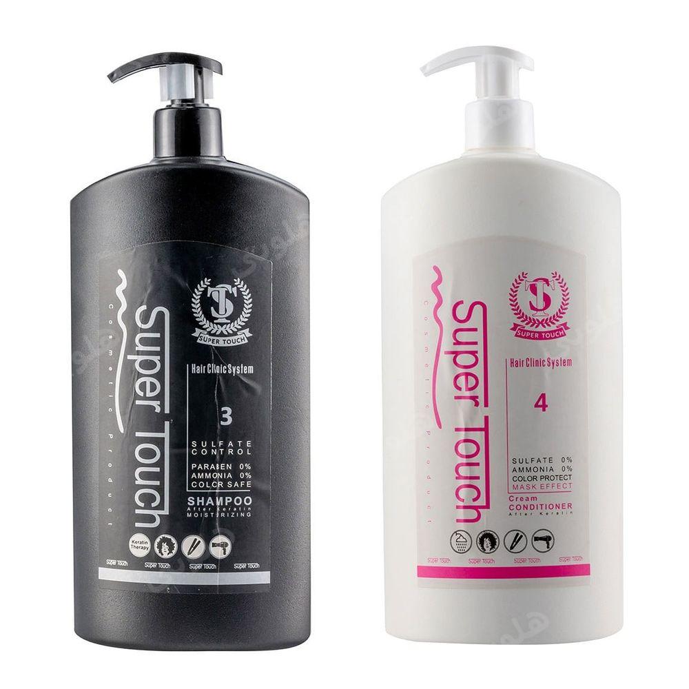 پک شامپو کراتینه مدل Moisturizing و ماسک مو ترمیم کننده مناسب مو کراتین شده سوپر تاچ — تصویر ۱