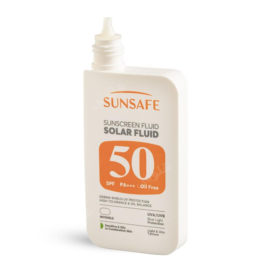 ضد آفتاب فلوئید مدل Solar Fluid با SPF 50 مناسب پوست های چرب تا مختلط حجم 55 میلی لیتر سان سیف — تصویر ۲