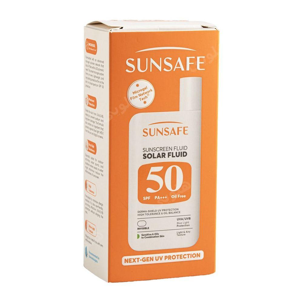 ضد آفتاب فلوئید مدل Solar Fluid با SPF 50 مناسب پوست های چرب تا مختلط حجم 55 میلی لیتر سان سیف — تصویر ۵
