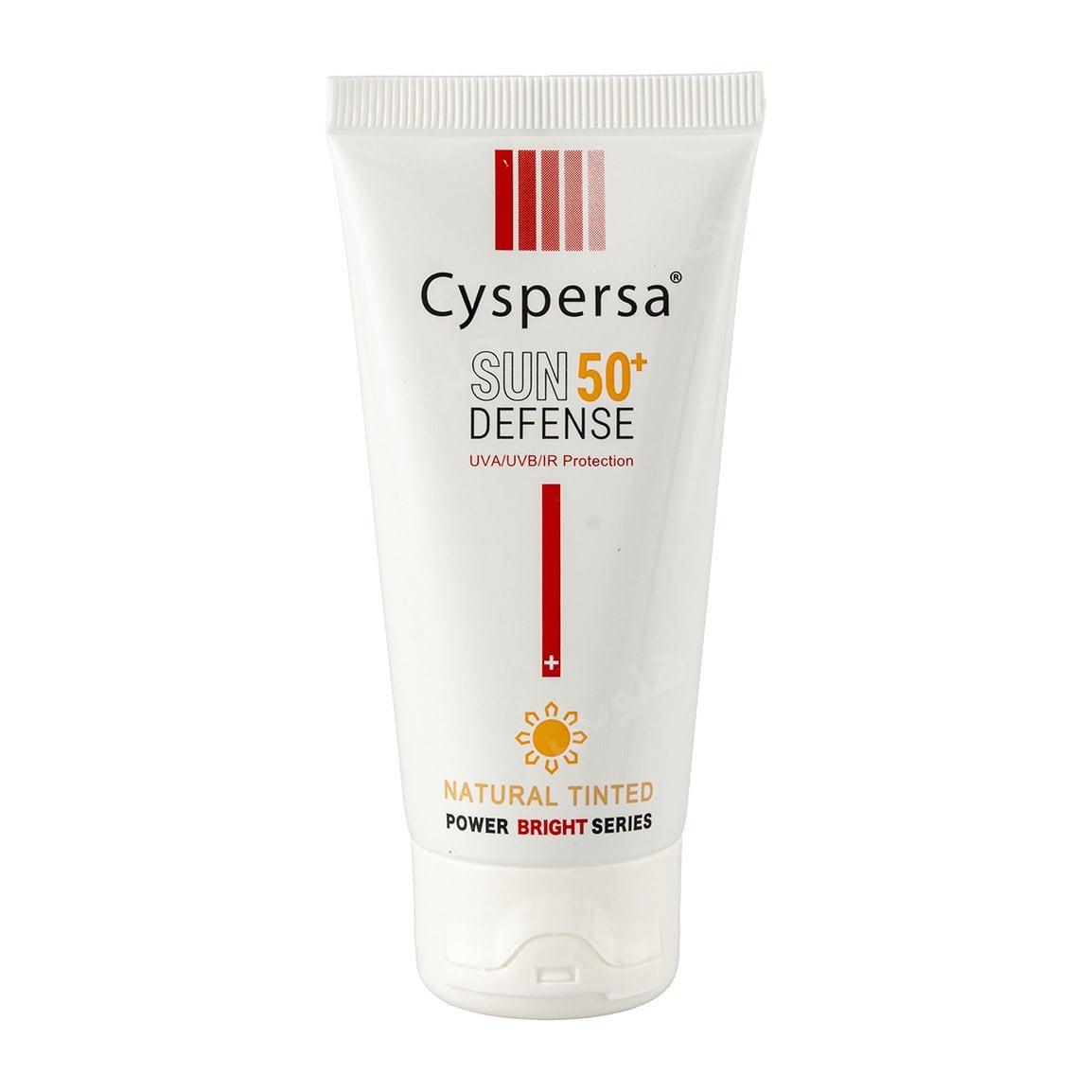 کرم ضدآفتاب رنگی روشن کننده دارای spf50 و رنگ طبیعی حجم 50 میل