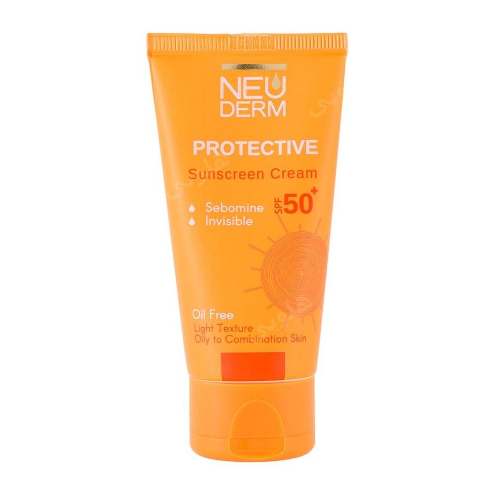 کرم ضد آفتاب بی رنگ مدل SPF+50 مناسب پوست چرب حجم 50 میلی لیتر نئودرم