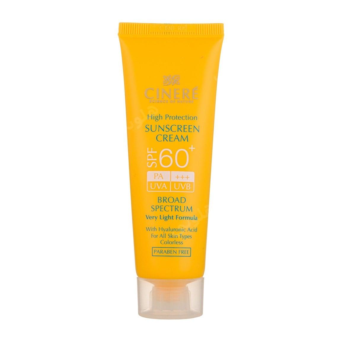 کرم ضد آفتاب SPF60+ بدون رنگ مناسب انواع پوست