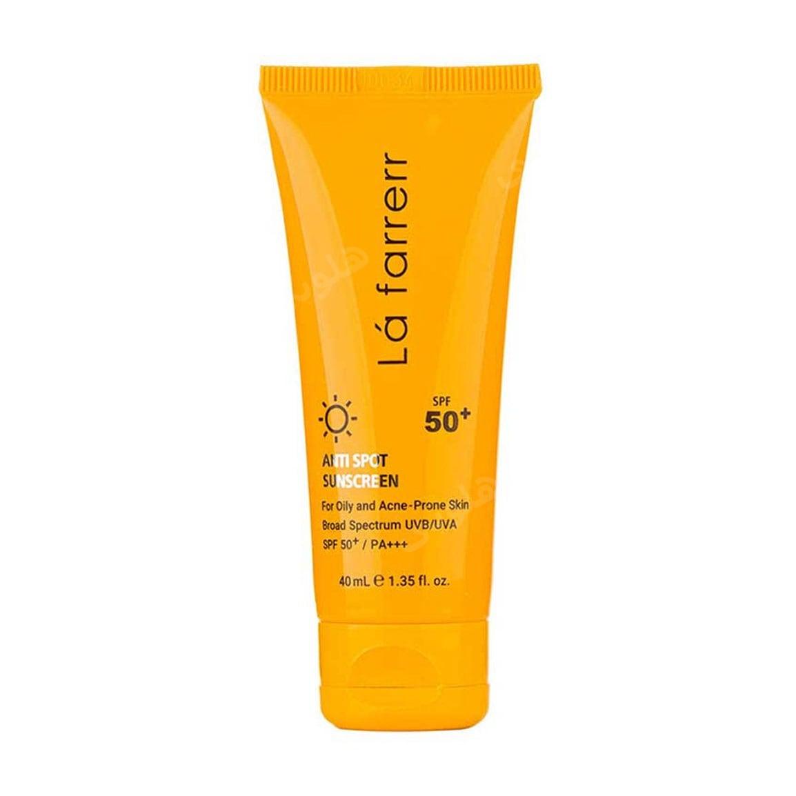 کرم ضد آفتاب و ضد لک بی رنگ مدل SPF50 مناسب پوست چرب و آکنه دار حجم 40 میلی لیتر
