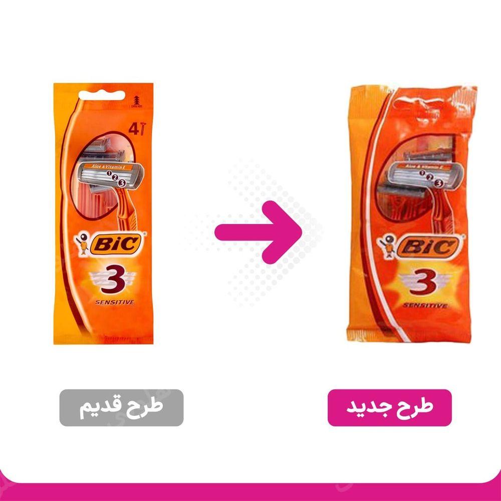 تیغ اصلاح سه تیغه مناسب پوست حساس بسته 4 عددی بیک — تصویر ۲
