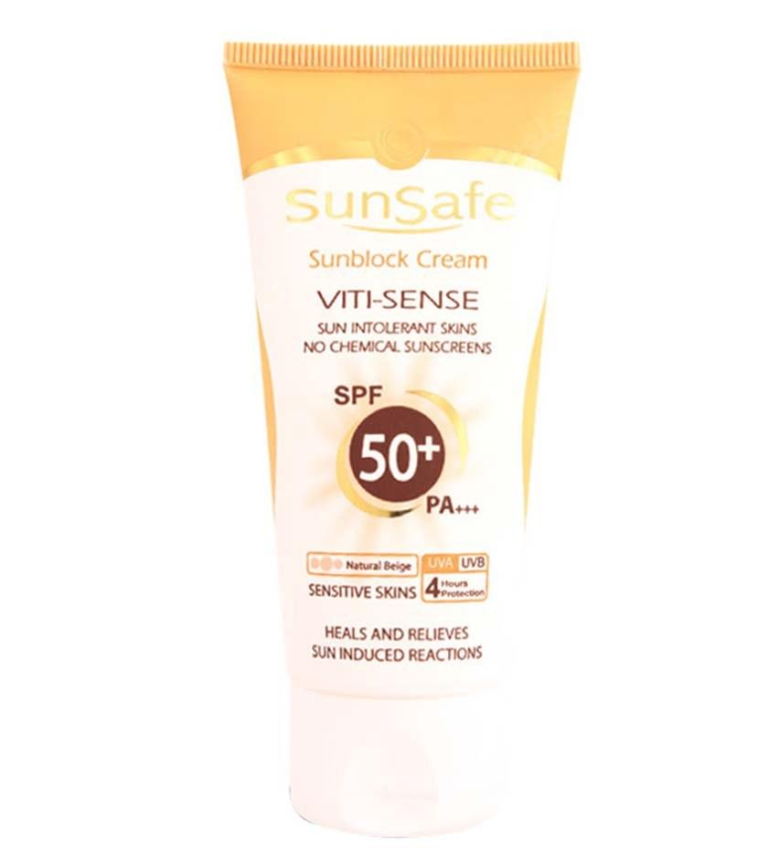 کرم ضد آفتاب رنگی پوست حساس فاقد جاذب شیمیایی spf50