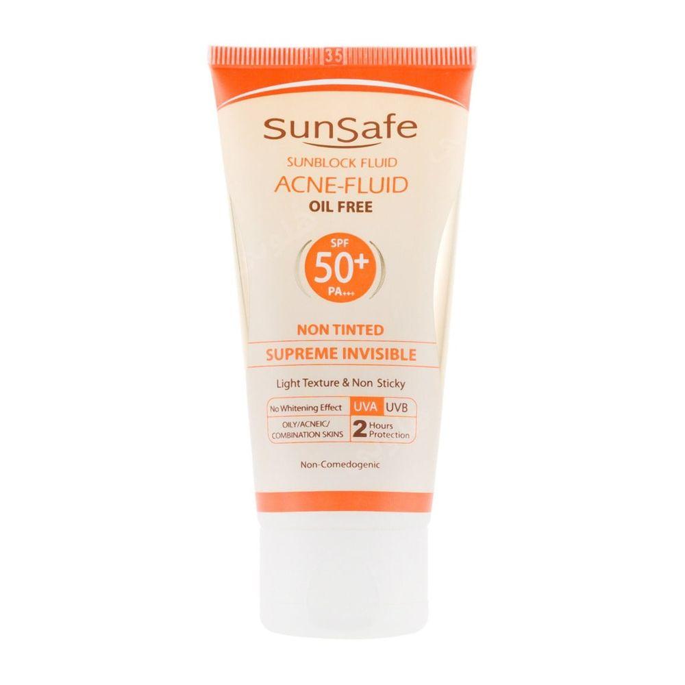 فلوئید ضد آفتاب فاقد چربی دارای SPF50 حجم 50 گرم سان سیف