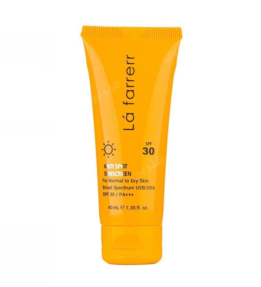 کرم ضد آفتاب و ضد لک بی رنگ مدل SPF30 مناسب پوست نرمال و خشک حجم 40 میلی لیتر