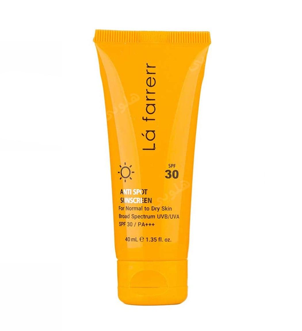 کرم ضد آفتاب و ضد لک بی رنگ مدل SPF30 مناسب پوست نرمال و خشک حجم 40 میلی لیتر