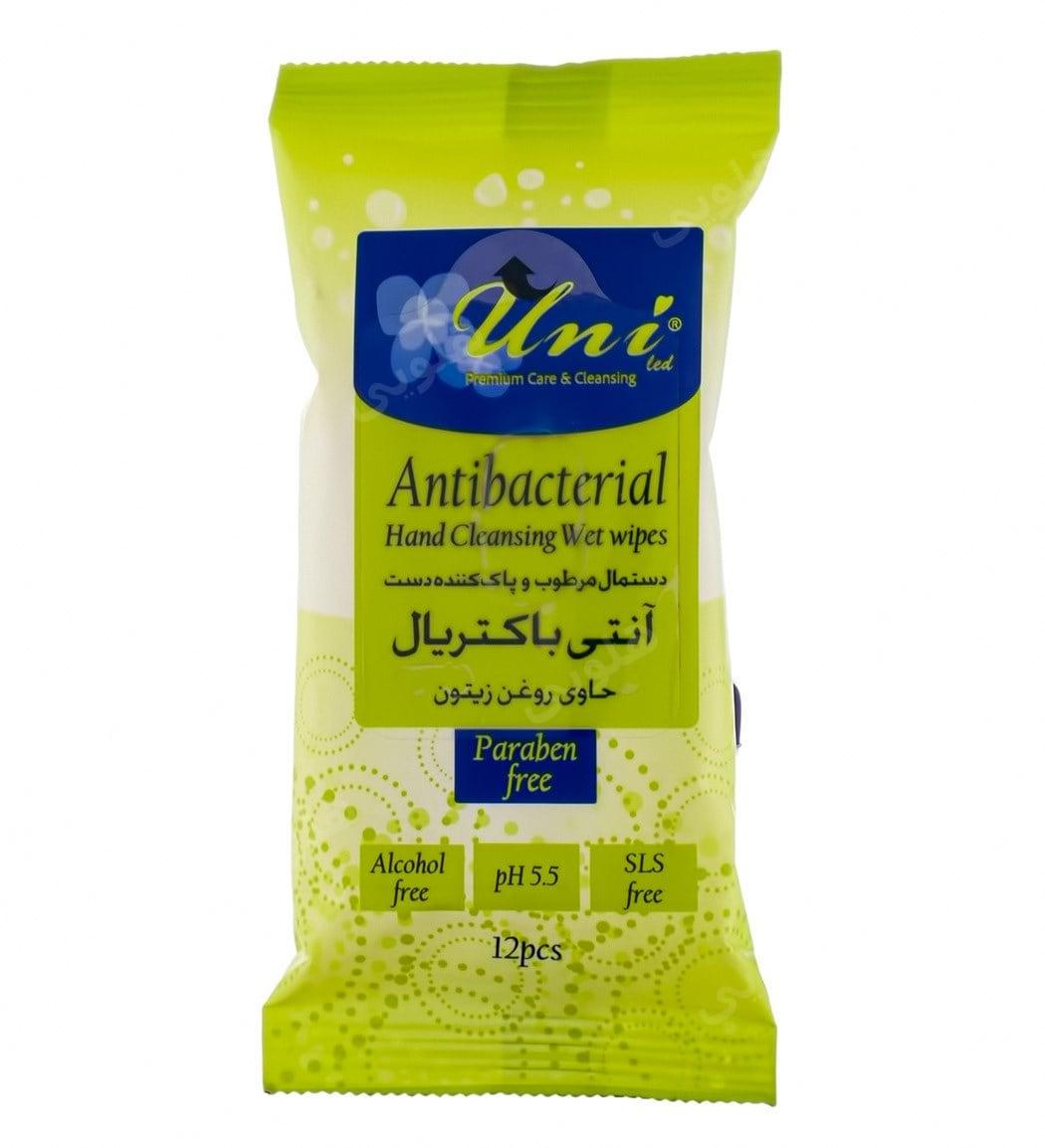 دستمال مرطوب پاک کننده دست آنتی باکتریال جیبی حاوی روغن زیتون