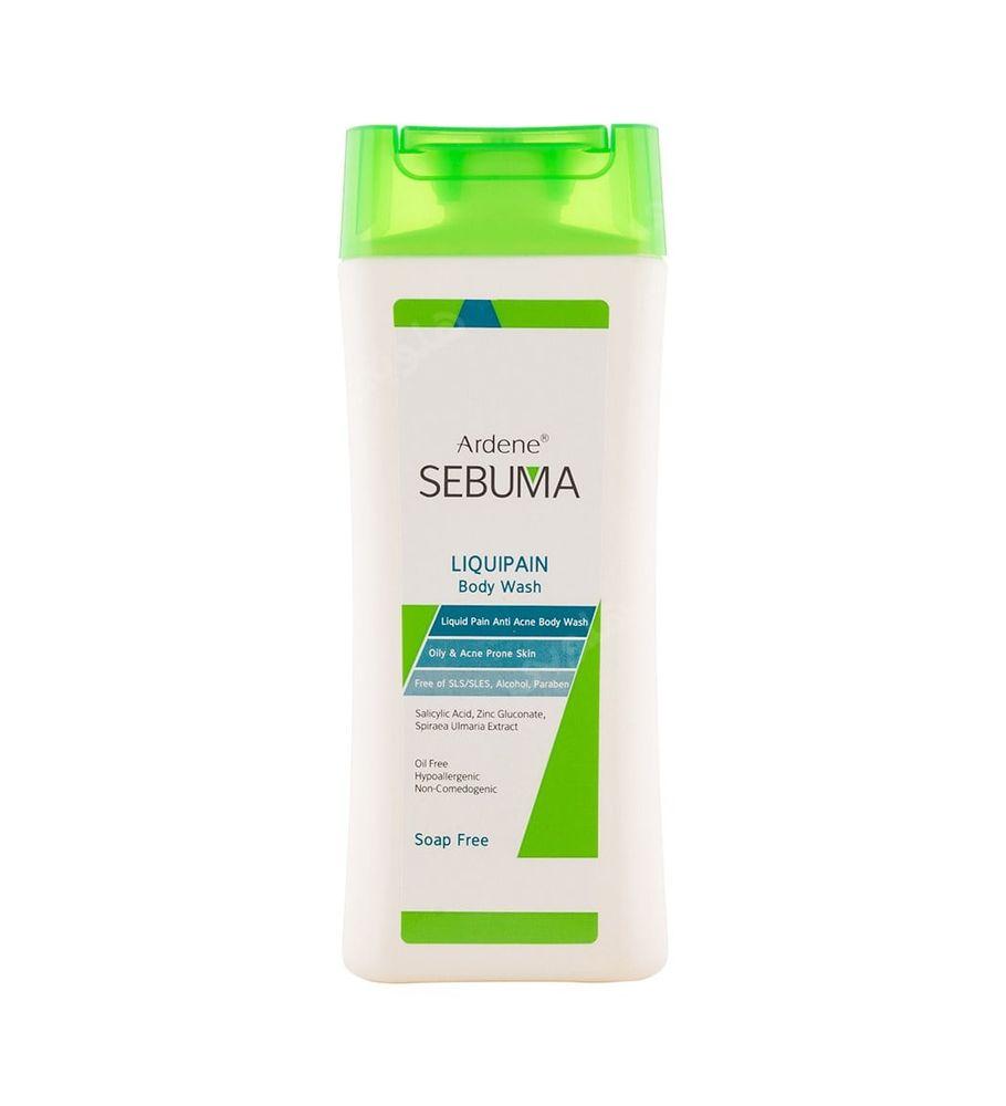 مایع شوینده غیر صابونی Liquipain سبوما مناسب پوست بدن چرب و دارای آکنه 250میل آردن