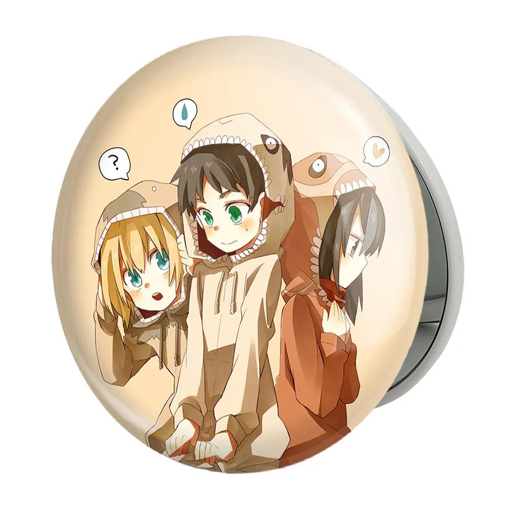 آینه جیبی خندالو طرح آرمین و میکاسا و ارن انیمه اتک آن تایتان Attack on Titan مدل تاشو کد 10987