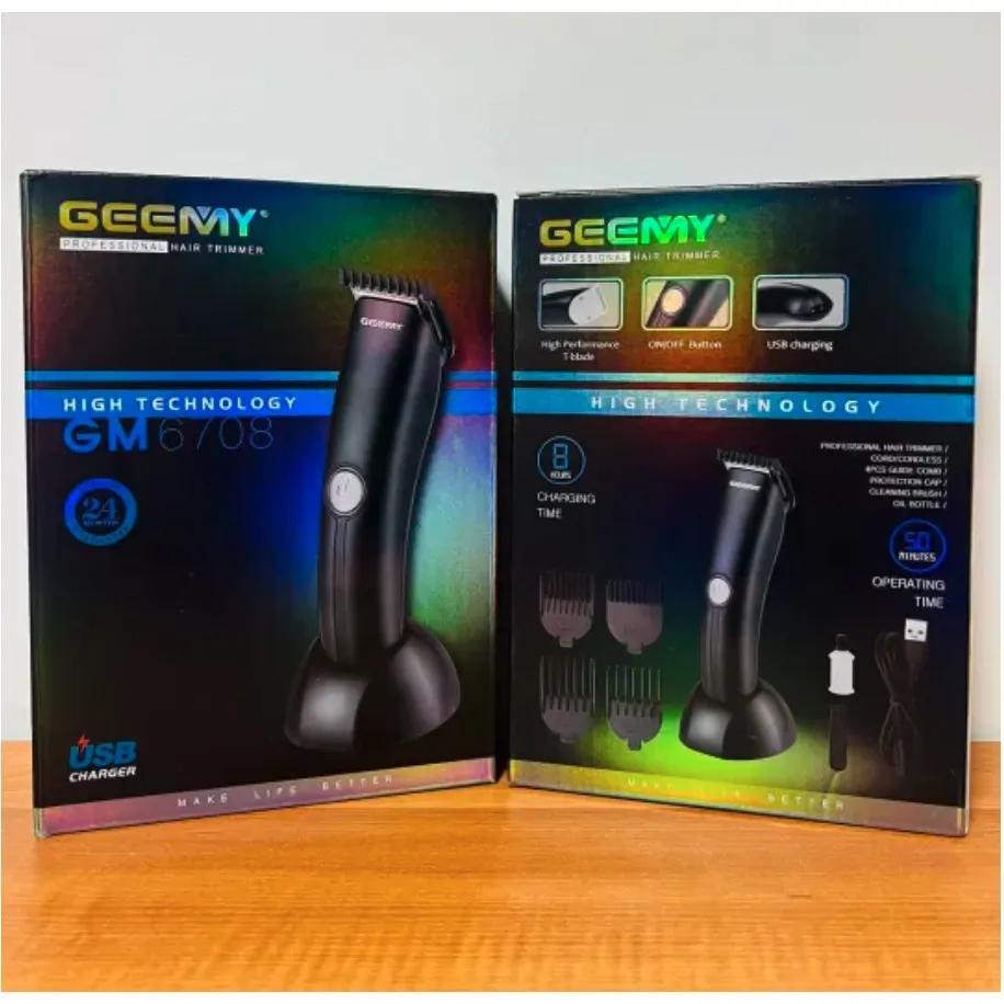 ماشین اصلاح موی سر و صورت جیمی مدل 6708، اصلاح به صورت تریمر، منبع انرژی با کابل USB، تکنولوژی اصلاح به صورت تریم، اندازه اصلاح 0.3 میلی‌متر، مدت زمان شارژ 480 دقیقه و مدت زمان استفاده پس از شارژ 50 دقیقه، به‌همراه استند و کابل USB، برس تمیزکننده، روغن — تصویر ۳