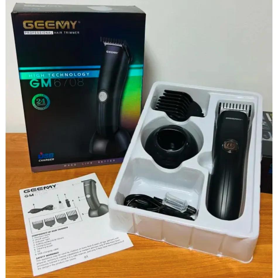 ماشین اصلاح موی سر و صورت جیمی مدل 6708، اصلاح به صورت تریمر، منبع انرژی با کابل USB، تکنولوژی اصلاح به صورت تریم، اندازه اصلاح 0.3 میلی‌متر، مدت زمان شارژ 480 دقیقه و مدت زمان استفاده پس از شارژ 50 دقیقه، به‌همراه استند و کابل USB، برس تمیزکننده، روغن — تصویر ۴