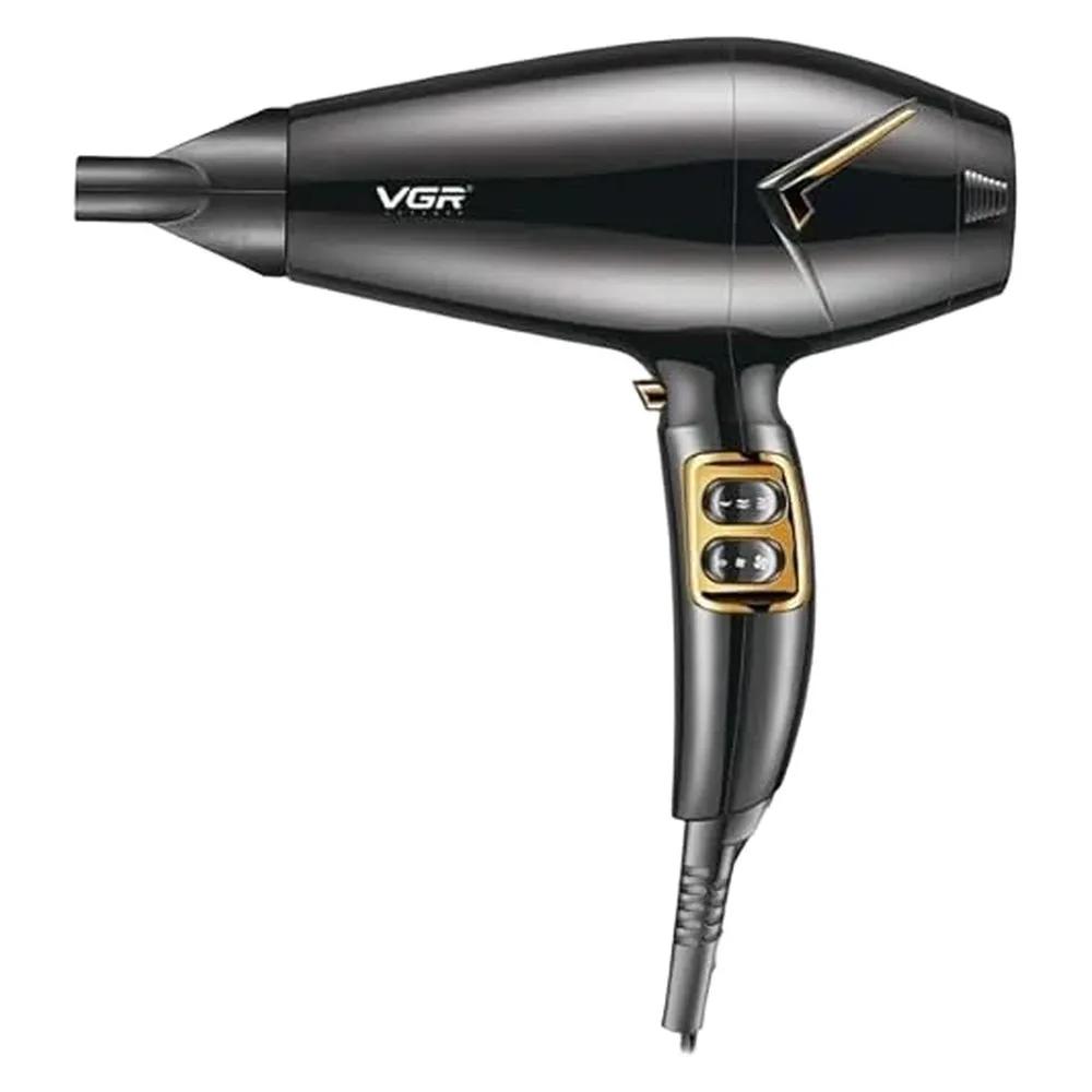 سشوار وی جی ار مدل V-423 با توان 2200 وات، موتور AC، المنت فلزی و سرامیک تورمالین، وزن 700 گرم، طول سیم 3 متر، مناسب استفاده نیمه حرفه‌ای، خانگی و آرایشگاهی