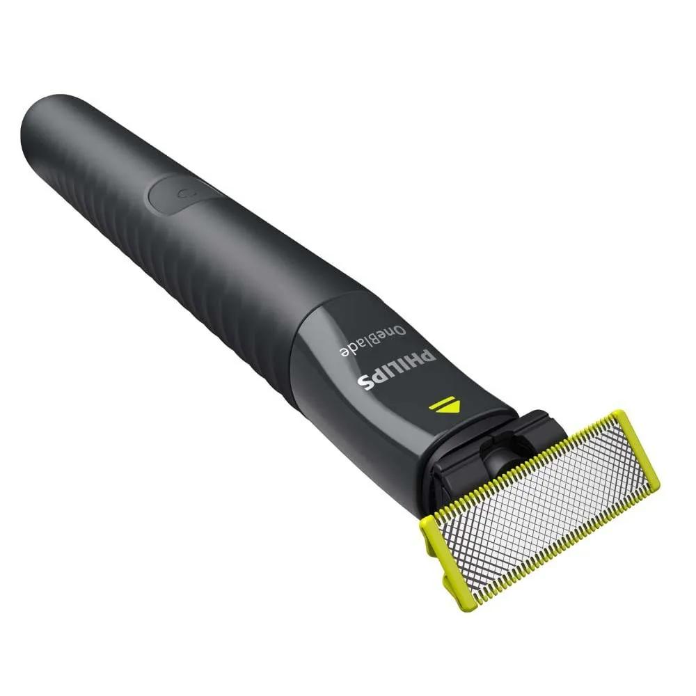 ست ماشین اصلاح موی صورت، سر و بدن فیلیپس مدل Series3000 با ماشین اصلاح وان بلید، طراحی ارگونومیک، ضد آب، باتری قابل شارژ، شانه قابل تنظیم دستی، همراه با سری موزن بینی و کیف نگهداری — تصویر ۴