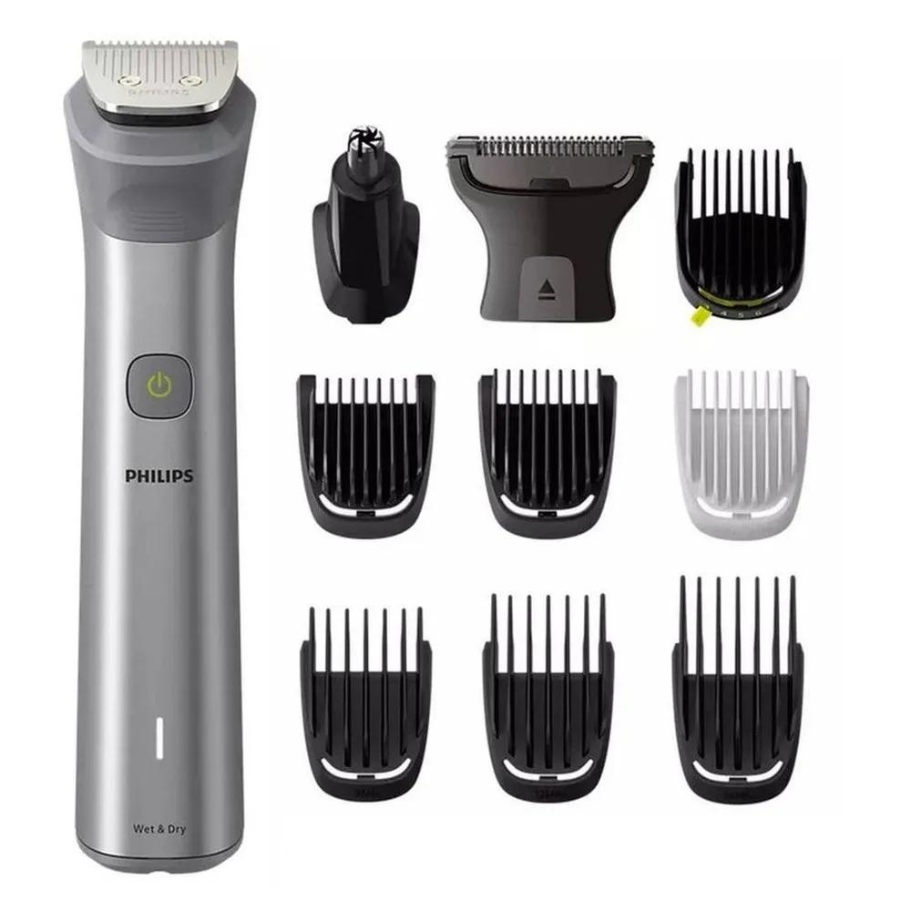 ماشین اصلاح موی سر و صورت فیلیپس مدل MG5930 با تیغه استیل خودتیزشونده، ضد آب، باتری قابل شارژ با 120 دقیقه زمان استفاده، تکنولوژی تنظیم سرعت هوشمند، سری اصلاح بدن و موزن گوش و بینی — تصویر ۱