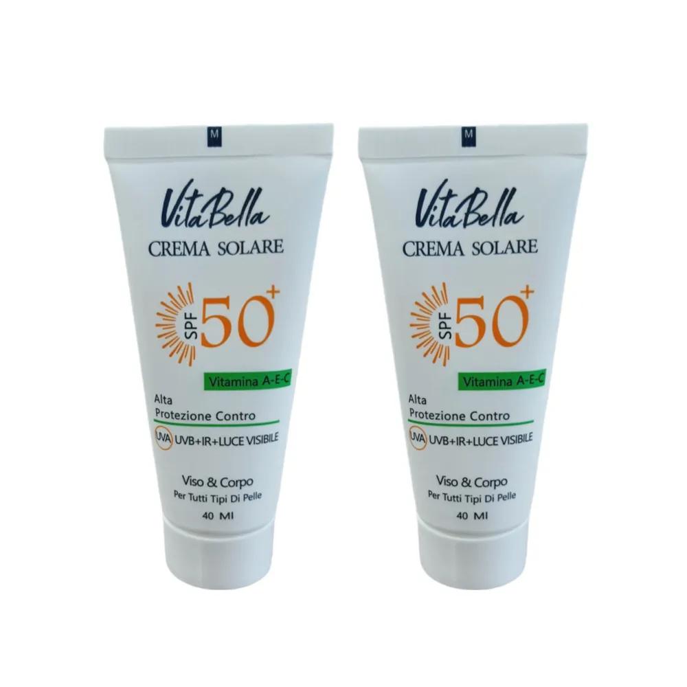 کرم ضدآفتاب بی‌رنگ ویتابلا SPF50 مدل 001 مناسب انواع پوست حجم 40 میلی‌لیتر مجموعه 2 عددی — تصویر ۱