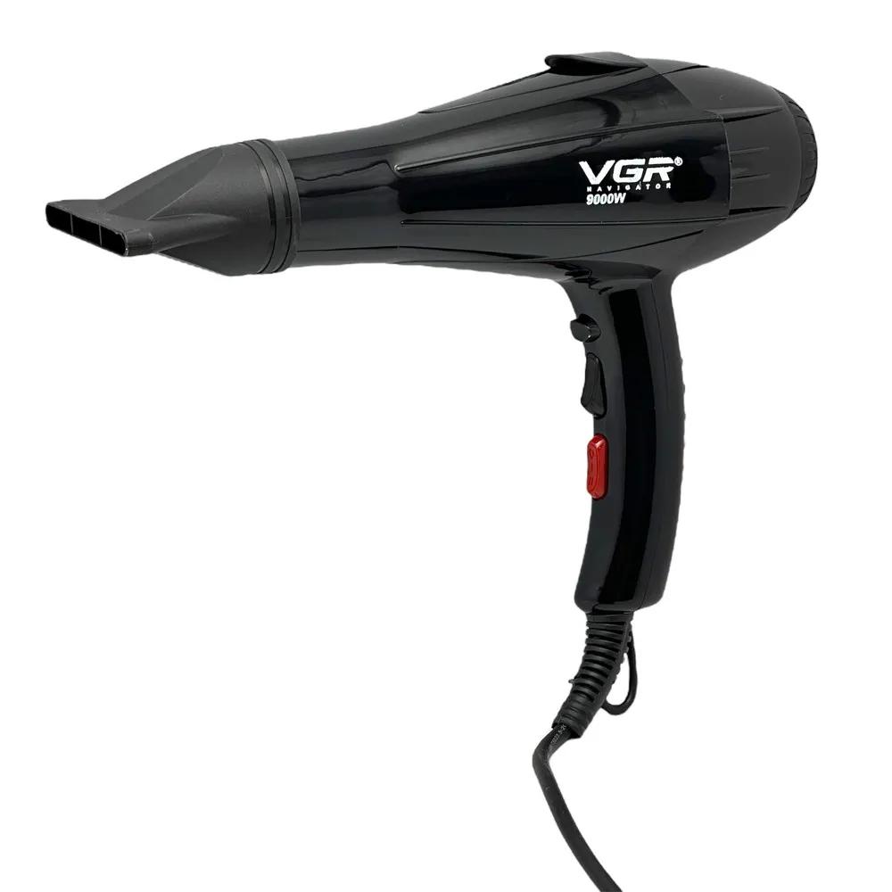 سشوار حرفه‌ای وی جی ار مدل V-350 با توان 9000 وات، موتور AC، تنظیم دما و سرعت در دو حالت، سری صاف‌کننده، وزن 650 گرم، همراه با متمرکزکننده باریک
