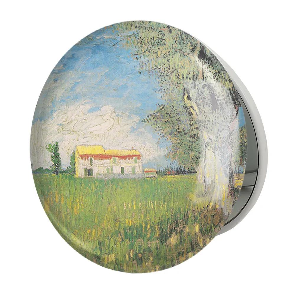 آینه جیبی خندالو طرح خانه در مزرعه گندم ونسان ونگوگ (Van Gogh) مدل تاشو کد 36786